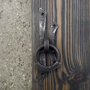 Hand forged wrought iron ring pull handle for wooden doors 