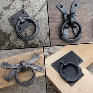 collage featuring four different wrought iron ring pulls made by gaaluub