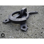 a closeup of a wrought iron ring pull made by gaaluub
